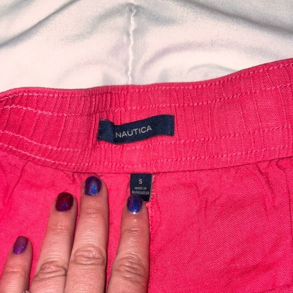 Nautica Coral Pink Red Women’s Shorts 5inch Size Small Linen Blend - Picture 3 of 6